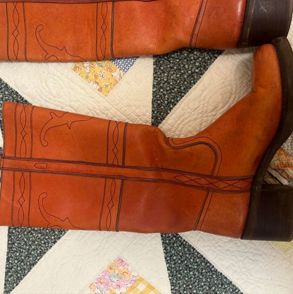 Tan Leather Western Knee-High Boots - Picture 4 of 8